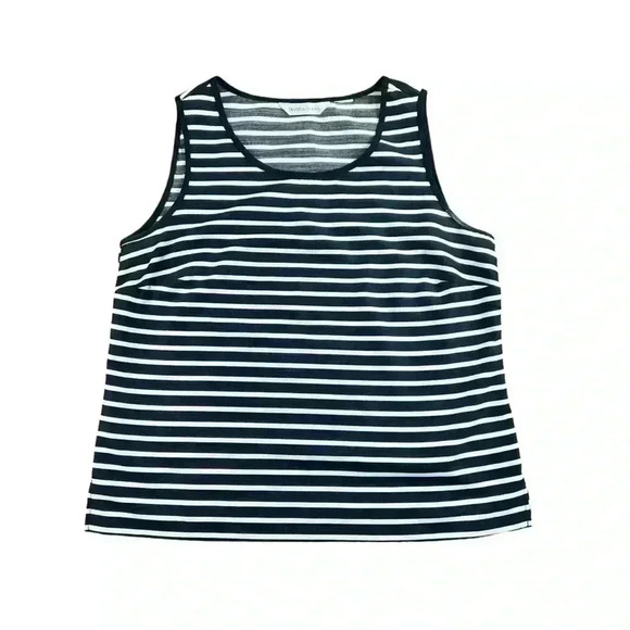 Drapers & Damon’s Black & White Striped Sleeveless Blouse Large - Picture 1 of 4